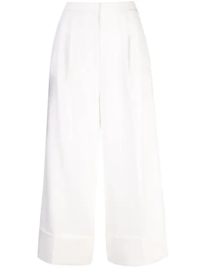 Shop Tibi Anson Cuffed Tuxedo Trousers In White