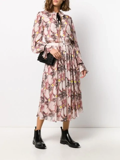 Shop Temperley London Maggie Feather-print Shirt Dress In Pink