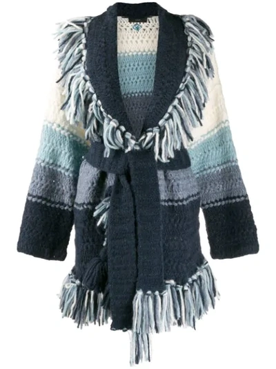 Shop Alanui Chunky Knit Fringed Cardigan In 8888 Multicolor