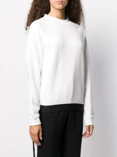 Shop Emporio Armani Logo Jacquard Trim Sweatshirt In White