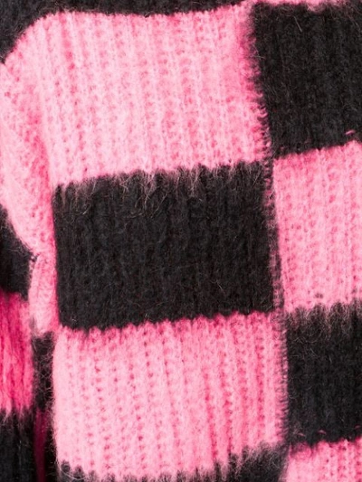 Shop Msgm Oversized Checked Sweater In Pink