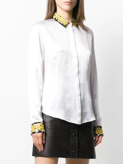 Shop Versace Barocco Print Trim Shirt In White