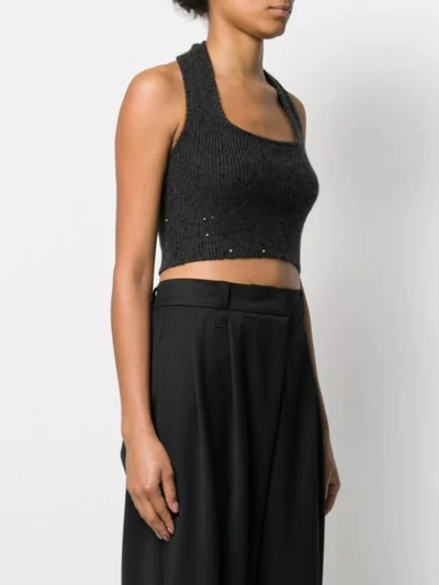 Shop Brunello Cucinelli Sequin Embellished Crop Top In Black