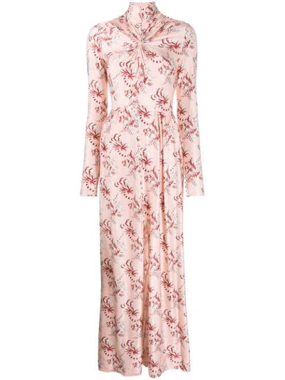 Shop Paco Rabanne Floral-print Long Dress In Pink