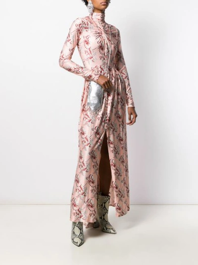 Shop Paco Rabanne Floral-print Long Dress In Pink