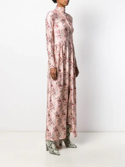 Shop Paco Rabanne Floral-print Long Dress In Pink