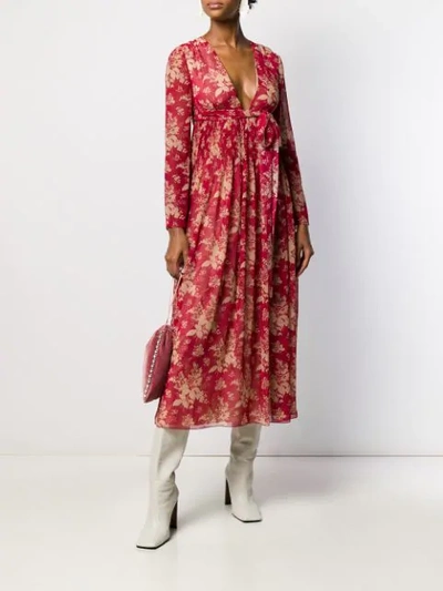 Shop Red Valentino Floral Tapestry Print Flared Dress In Red