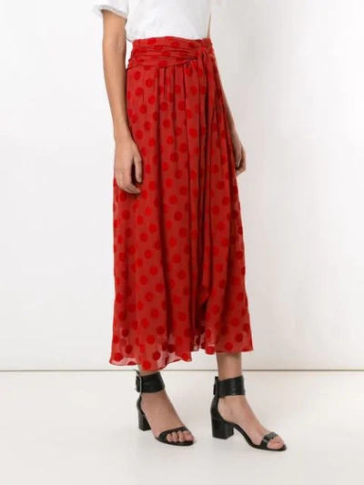 Shop Nk Polka Dot Embroidered Tie Waist Skirt In Red