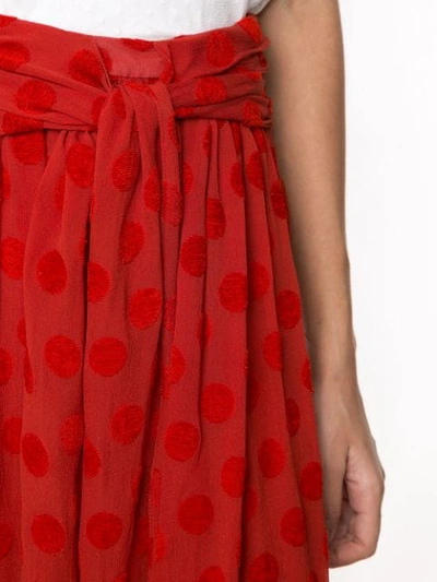 Shop Nk Polka Dot Embroidered Tie Waist Skirt In Red