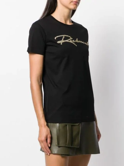 Shop John Richmond Crew Neck Sequin Logo T-shirt In Black