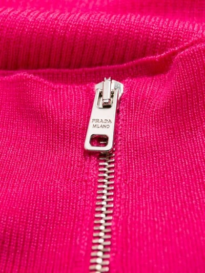 Shop Prada Half-zip Ribbed Top In Pink