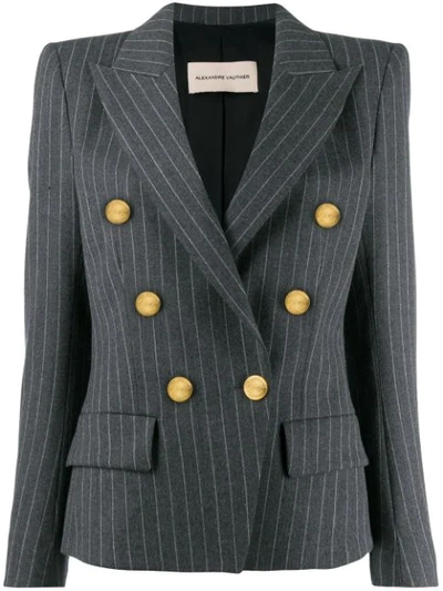 Shop Alexandre Vauthier Pinstripe Double Breasted Blazer In Grey