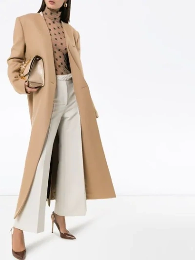 Shop Haider Ackermann Collarless Single-breasted Maxi Coat In Brown