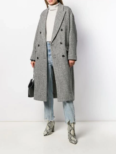 Shop Isabel Marant Étoile Oversized Double Breasted Coat In Grey