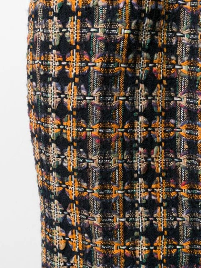 Shop Victoria Beckham Tweed Pleated Details Midi Skirt In Blue ,orange