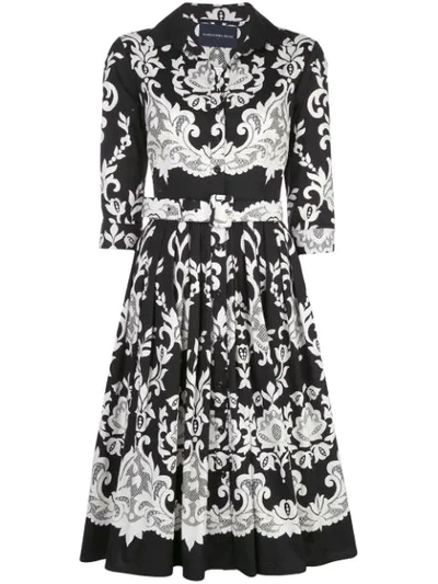 Shop Samantha Sung Audrey Monochrome Midi Dress In Black