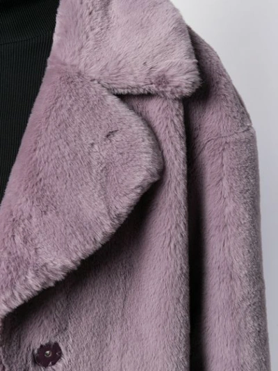 Shop Stand Studio Single-breasted Faux Fur Coat In 5140 Dusty Lavender