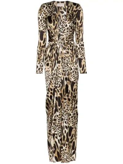 Shop Alexandre Vauthier Lynx Print Dress In Neutrals