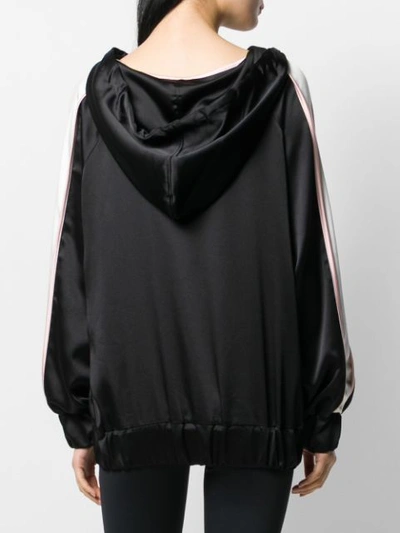 Shop L'autre Chose Two Tone Satin Hoodie In Black