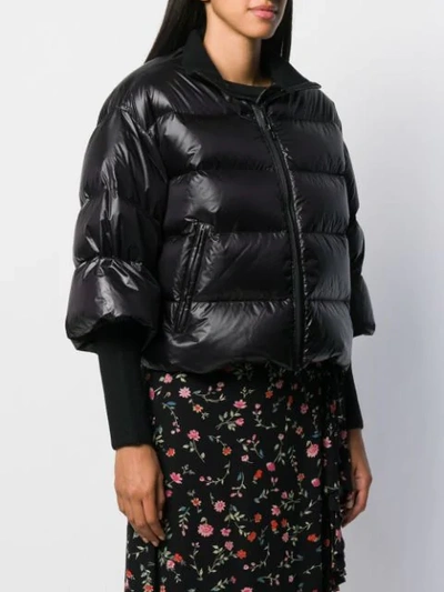 Shop Red Valentino Cropped Puffer Jacket In Black