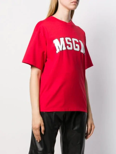 Shop Msgm College Logo T-shirt In Red