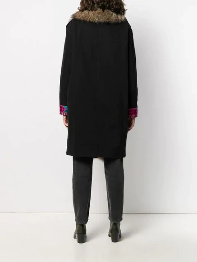 Shop Bazar Deluxe Faux Fur Trim Wrap Coat In 212 Black