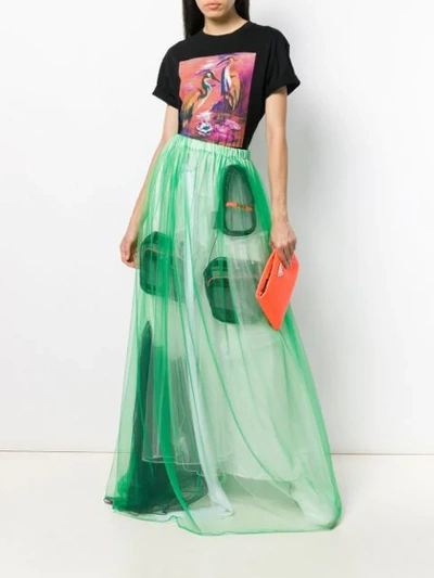 Shop Quetsche Flared Maxi Skirt In Green
