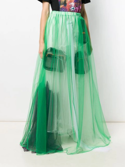 Shop Quetsche Flared Maxi Skirt In Green