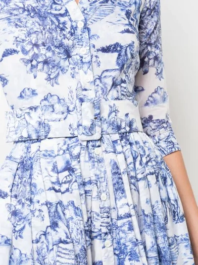 Shop Samantha Sung Audrey Toile Print Dress In White ,blue