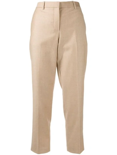 Shop Theory Cropped Tailored Trousers In Neutrals