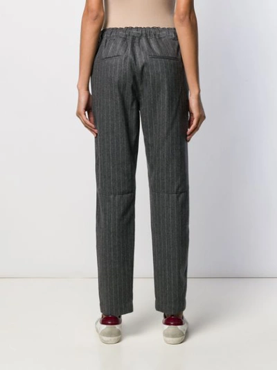 Shop Eleventy Striped Straight-leg Trousers In Grey