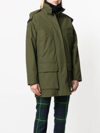 Shop Holland & Holland Hooded Military Coat In Green