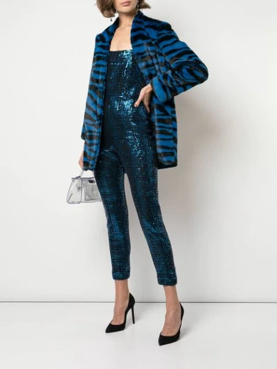 Shop Michelle Mason Sequin-embellished Jumpsuit In Blue