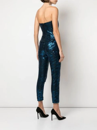 Shop Michelle Mason Sequin-embellished Jumpsuit In Blue