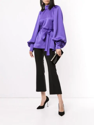 Shop Dalood Roll-neck Loose Blouse In Purple