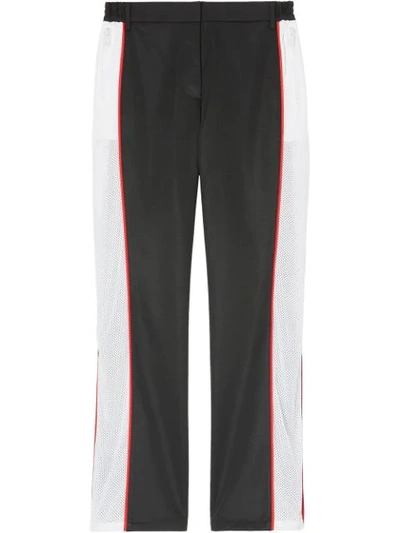 Shop Burberry Mesh Embellished Tailored Track Pants In Black