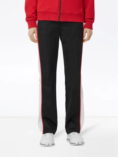 Shop Burberry Mesh Embellished Tailored Track Pants In Black