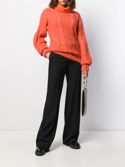 Shop Aalto Cable Knit Jumper In Orange