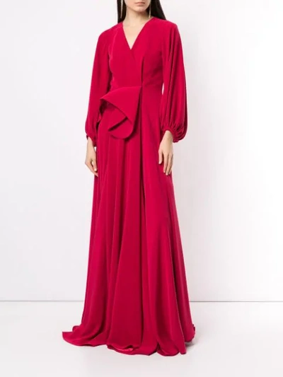 Shop Azzi & Osta V-neck Draped Waist Gown In Red