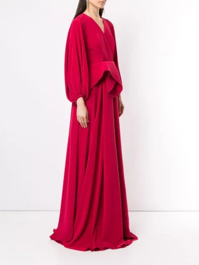 Shop Azzi & Osta V-neck Draped Waist Gown In Red