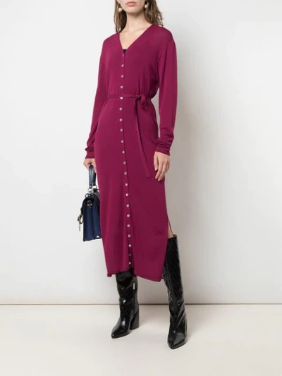 Shop Lemaire Tie-fastening Knitted Dress In Purple