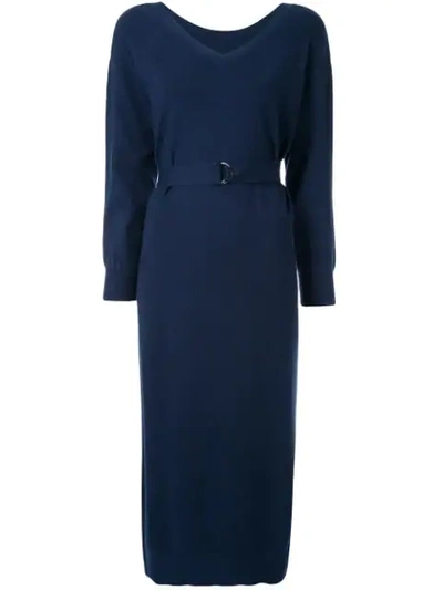 Shop Loveless Belted Midi Dress In Blue