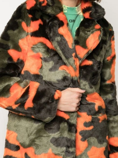 Shop Apparis Aliya Faux-fur Camouflage Coat In Green