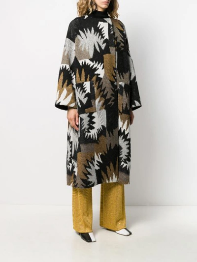 Shop Missoni Patterned Knit Coat In Black