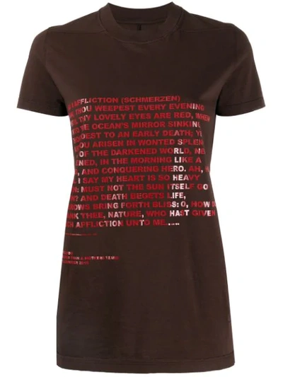 Shop Rick Owens Drkshdw Text Print T-shirt In Brown