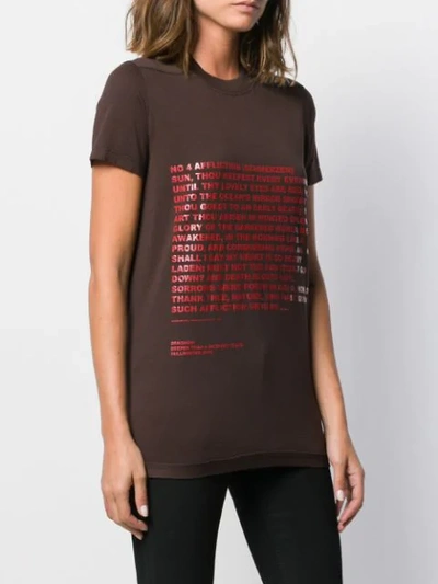 Shop Rick Owens Drkshdw Text Print T-shirt In Brown