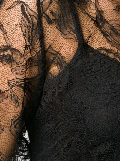 Shop Carmen March Lace-embroidered Sheer Top In Black