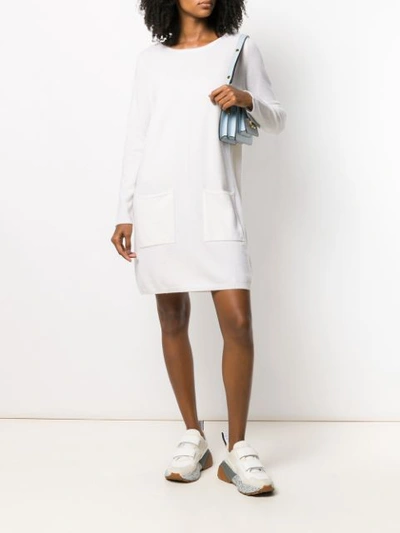 Shop Allude Long Sleeve Knitted Dress In White