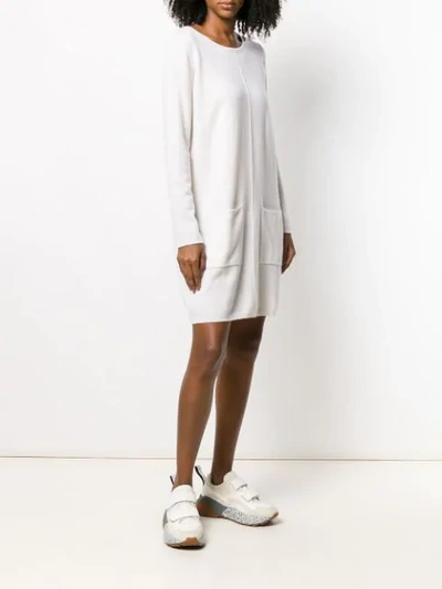 Shop Allude Long Sleeve Knitted Dress In White