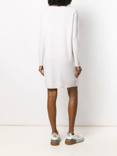 Shop Allude Long Sleeve Knitted Dress In White